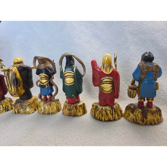 Lot 7 Gods of Good Fortune Antique Celluloid Japanese MCM Numbered - Picture 12 of 14